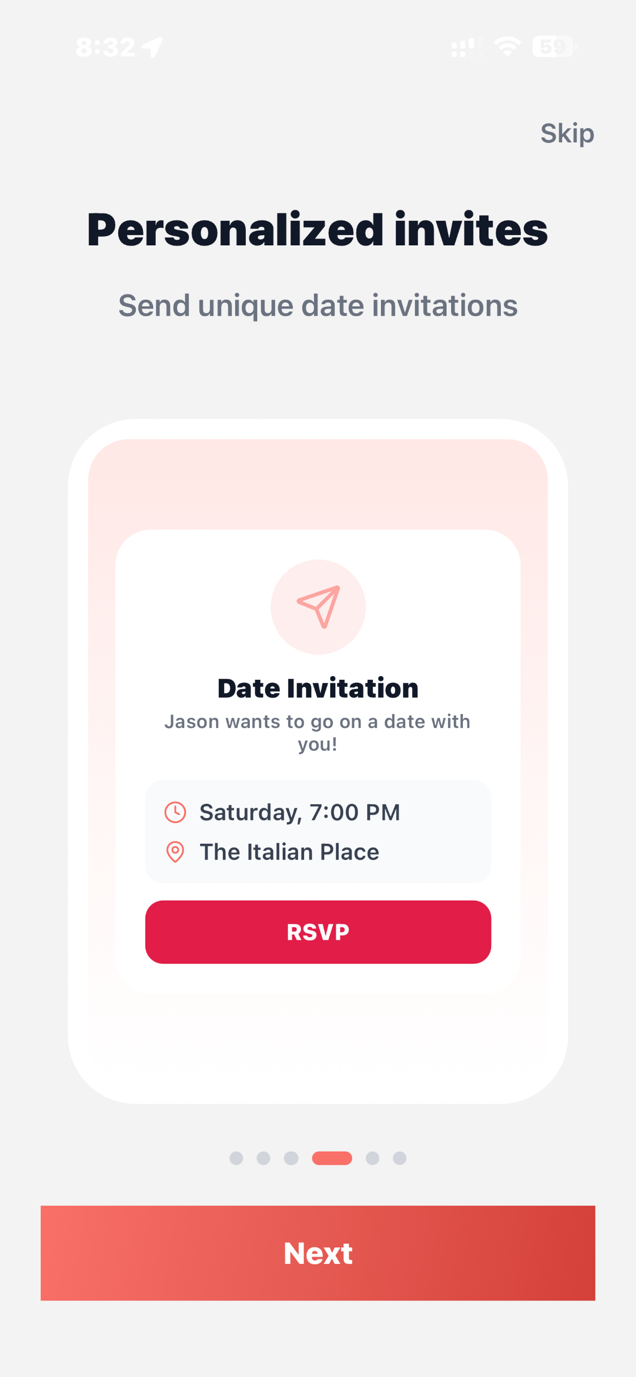 Personalized date invitations with RSVP